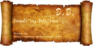 Demény Dénes névjegykártya